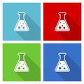 Science, laboratory, chemistry icon set, flat design vector illustration in eps 10 for webdesign and mobile applications in four Royalty Free Stock Photo