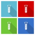 Science, laboratory, chemistry icon set, flat design vector illustration in eps 10 for webdesign and mobile applications in four Royalty Free Stock Photo