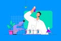 Science laboratory concept in modern flat design for web. Vector illustration Royalty Free Stock Photo