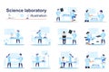 Science laboratory concept scenes seo with tiny people in flat design