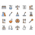 Science and laboratory equipment icon and symbol set Royalty Free Stock Photo