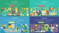 Science, laboratory flat color templates set. Vector chemistry infographic concept background for flyear, magazines
