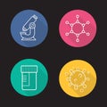 Science laboratory flat linear long shadow icons set Royalty Free Stock Photo