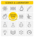 The science and laboratory outline vector icon set