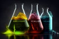 Science laboratory test-tubes with color liquid. Generative AI Royalty Free Stock Photo