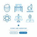 Science and laboratory thin line icons set