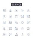 Science line icons collection. Math, Chemistry, Physics, Astronomy, Geology, Biology, Ecology vector and linear