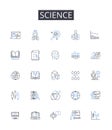 Science line icons collection. Math, Chemistry, Physics, Astronomy, Geology, Biology, Ecology vector and linear