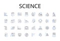 Science line icons collection. Math, Chemistry, Physics, Astronomy, Geology, Biology, Ecology vector and linear