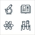 science line icons. linear set. quality vector line set such as test tubes, atom, open book Royalty Free Stock Photo