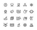 Science line icons. Technology research, medical biology astronomy exploration and equipment. Laboratory instruments