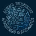Science and Mathematics STEM vector round blue banner Royalty Free Stock Photo