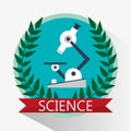 Science microscope biology equipment emblem