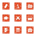 Science nerd icons set, grunge style