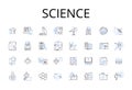 Science line icons collection. Math, Chemistry, Physics, Astronomy, Geology, Biology, Ecology vector and linear