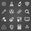 Science and physics related icons on black. Vector Royalty Free Stock Photo