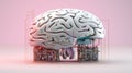Science pink digital psychology intelligence artificial technology brain abstract concept neon