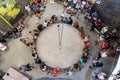 Science presentation for families in the Belfry tower in Castle, Frombork, Poland. Foucault pendulum