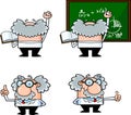 Science Professor Cartoon Character Poses. Vector Collection Royalty Free Stock Photo