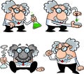 Science Professor Cartoon Character Poses. Vector Collection Set Royalty Free Stock Photo