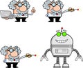 Science Professor Cartoon Character Poses. Vector Collection Set Royalty Free Stock Photo