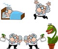 Science Professor Cartoon Character Poses. Vector Collection Set Royalty Free Stock Photo