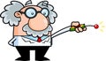 Science Professor Cartoon Character Using Remote Control Royalty Free Stock Photo