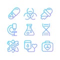 Science related pixel perfect gradient linear vector icons set Royalty Free Stock Photo