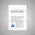 Science report with complicated graphs, A4 size document icon with shadow on gray