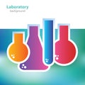 Science and research - colorful laboratory flasks - abstract background