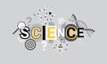 Science Research Creative Word Over Abstract Geometric Shapes Background Web Banner