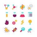 Science research flat icon set Royalty Free Stock Photo