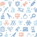 Science Research Flat Pattern With Thin Line Icons Royalty Free Stock Photo