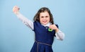 Science research in lab. Small genius girl. education and knowledge. small girl scientist with testing flask. back to Royalty Free Stock Photo