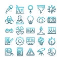 Science and research laboratory study icons collection gradient style icon