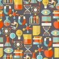 Science seamless pattern in flat design style Royalty Free Stock Photo