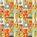 Science seamless pattern in flat design style Royalty Free Stock Photo