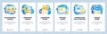Science and smart mobile games. Chemistry experiment, physics test, puzzle game. App onboarding screens. Menu vector