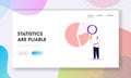 Science Statistics, Business Meeting, Project Presentation Landing Page Template. Character Look on Financial Pie Chart Royalty Free Stock Photo