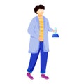 Science student in lab coat flat vector illustration