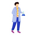 Science student in lab coat flat vector illustration