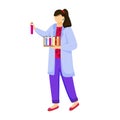 Science student in lab coat flat vector illustration