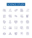 Science study line icons signs set. Design collection of Research, Knowledge, Investigation, Physics, Astronomy