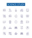 Science study line icons signs set. Design collection of Research, Knowledge, Investigation, Physics, Astronomy