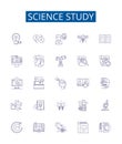 Science study line icons signs set. Design collection of Research, Knowledge, Investigation, Physics, Astronomy