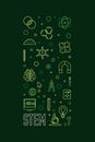 Science, Tech, Engineering and Math illustration. STEM vector outline vertical green banner Royalty Free Stock Photo