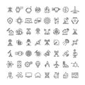 Science, technologies and satellite line icons collection