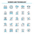 25 Science And Technology Black and Blue icon Set. Creative Icon Design and logo template Royalty Free Stock Photo