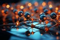 Science and technology blend in a futuristic nanotechnology concept with atoms