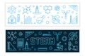 STEAM vector concept modern banners in outline style Royalty Free Stock Photo